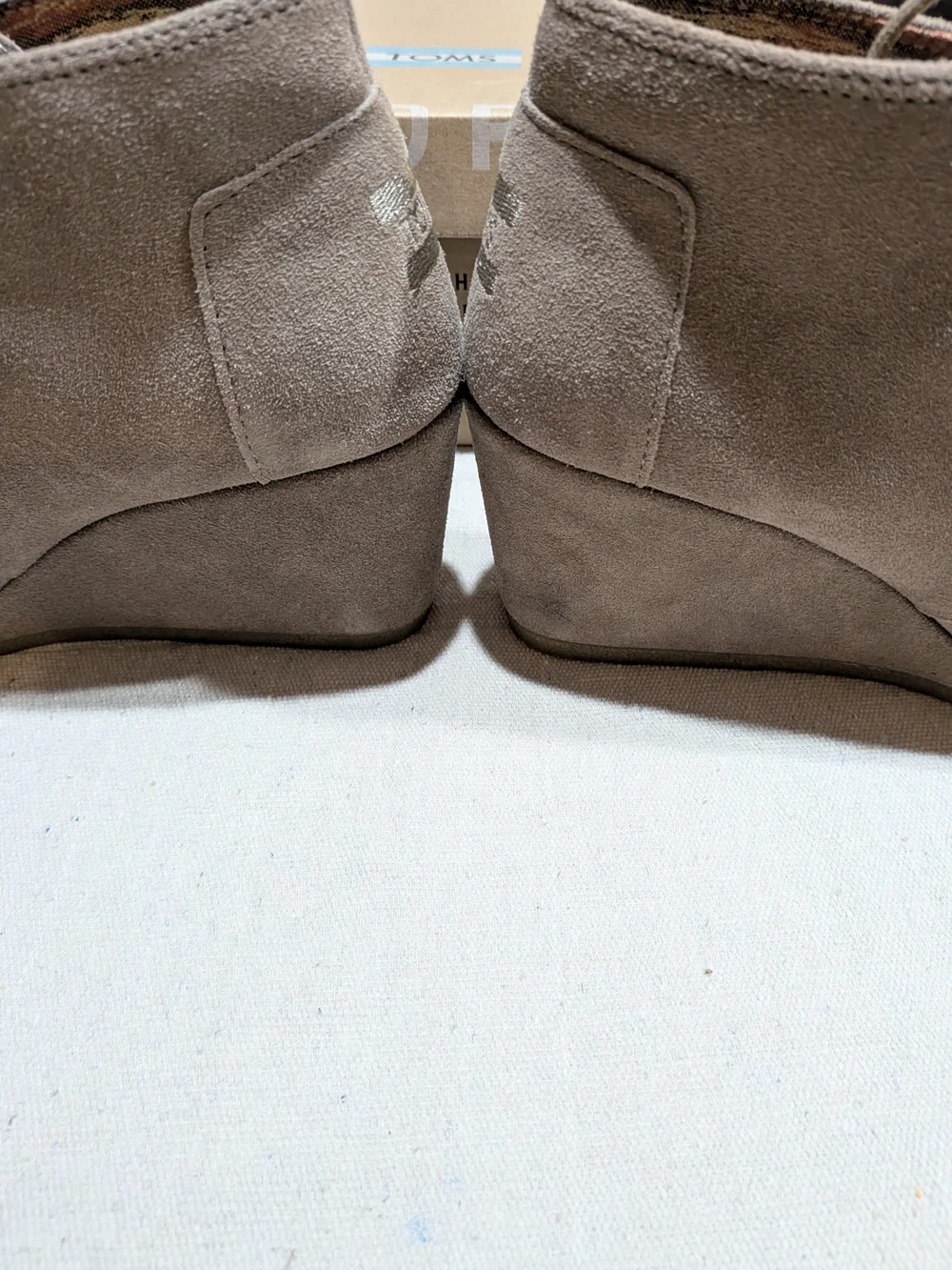 Toms Taupe Suede Wedge Ankle Boots